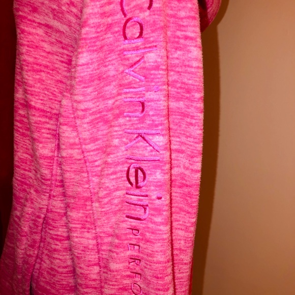 Just in Pink Marled Calvin Klein Performance zip up fleece with hood. - Picture 3 of 10